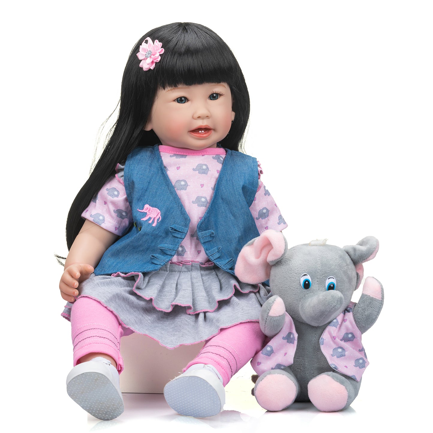 Lifelike Silicone Reborn Toddler Princess Girls Dolls with Long Hair 24 Inch 60CM Weighted Soft Cloth Body Realistic Baby Dolls That Ook Real Life Baby Dolls Toys Gift For 3+ Year Old Girls