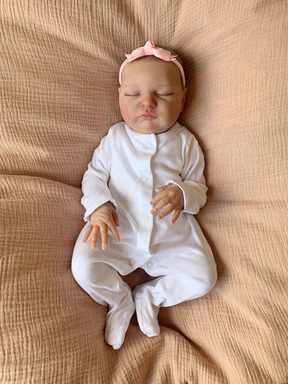 Lifelike Sleeping Girls Reborn Baby Dolls 20 Inches Real Newborn Babies Size That Look Real Baby Realistic Dolls 3D Skin Visible Veins Collectible Art Doll Toys Gifts For 3+ Year Old