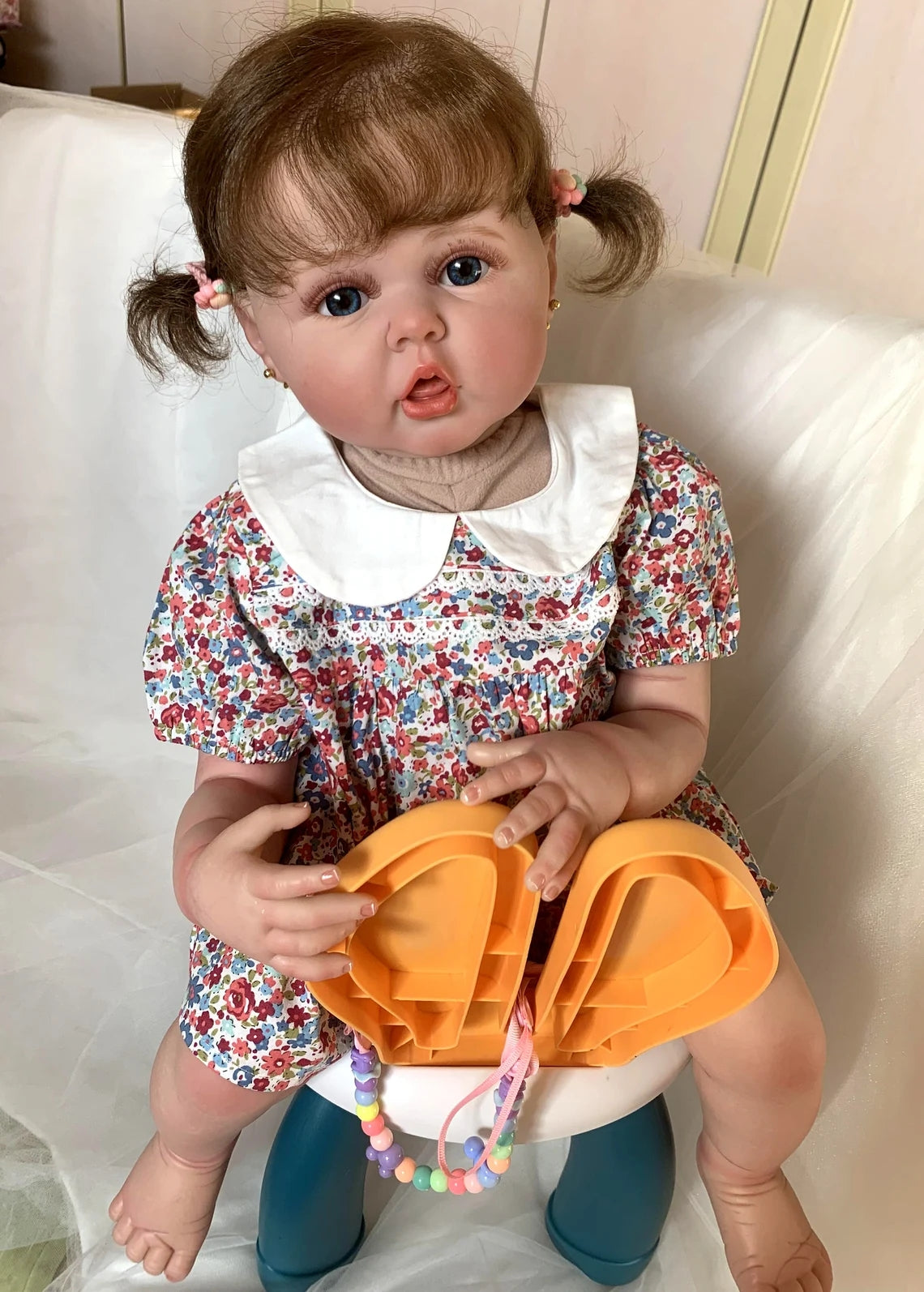 Super Realistic Visible Veins Silicone Reborn Baby Dolls Toddler Princess Girls 24 Inch 60CM Weighted Soft Cloth Body Realistic Babies Dolls Toys Gift for Ages 3+