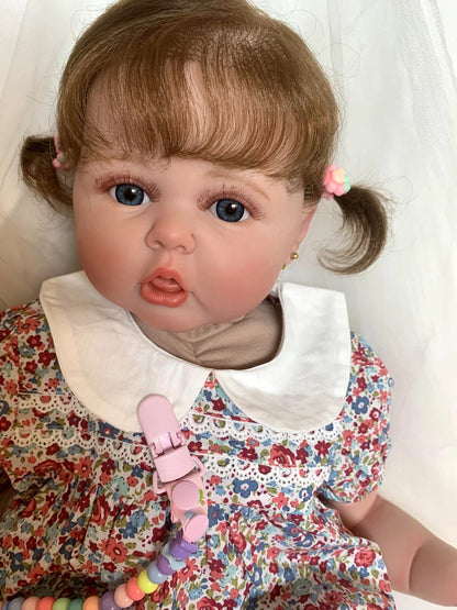 Super Realistic Visible Veins Silicone Reborn Baby Dolls Toddler Princess Girls 24 Inch 60CM Weighted Soft Cloth Body Realistic Babies Dolls Toys Gift for Ages 3+
