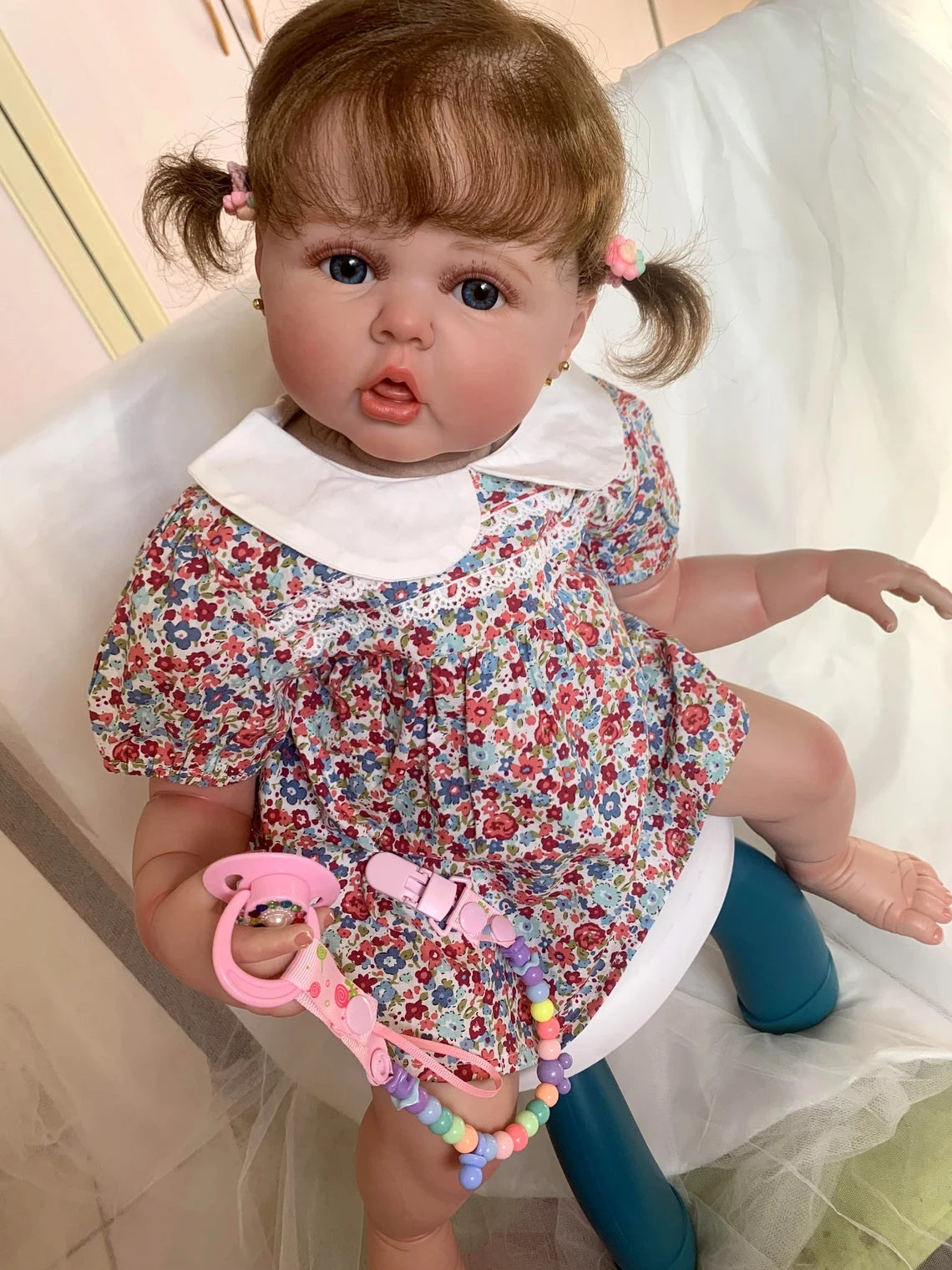 Super Realistic Visible Veins Silicone Reborn Baby Dolls Toddler Princess Girls 24 Inch 60CM Weighted Soft Cloth Body Realistic Babies Dolls Toys Gift for Ages 3+