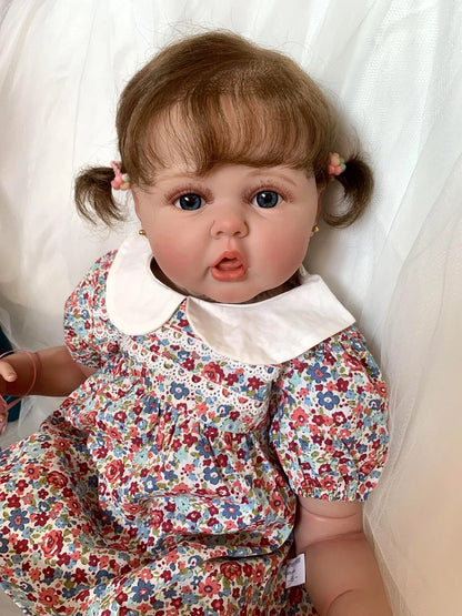 Super Realistic Visible Veins Silicone Reborn Baby Dolls Toddler Princess Girls 24 Inch 60CM Weighted Soft Cloth Body Realistic Babies Dolls Toys Gift for Ages 3+