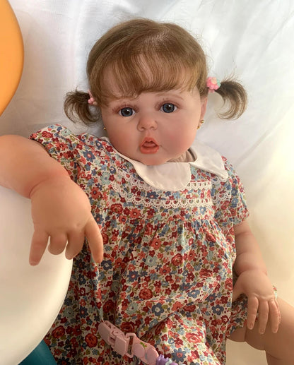 Super Realistic Visible Veins Silicone Reborn Baby Dolls Toddler Princess Girls 24 Inch 60CM Weighted Soft Cloth Body Realistic Babies Dolls Toys Gift for Ages 3+