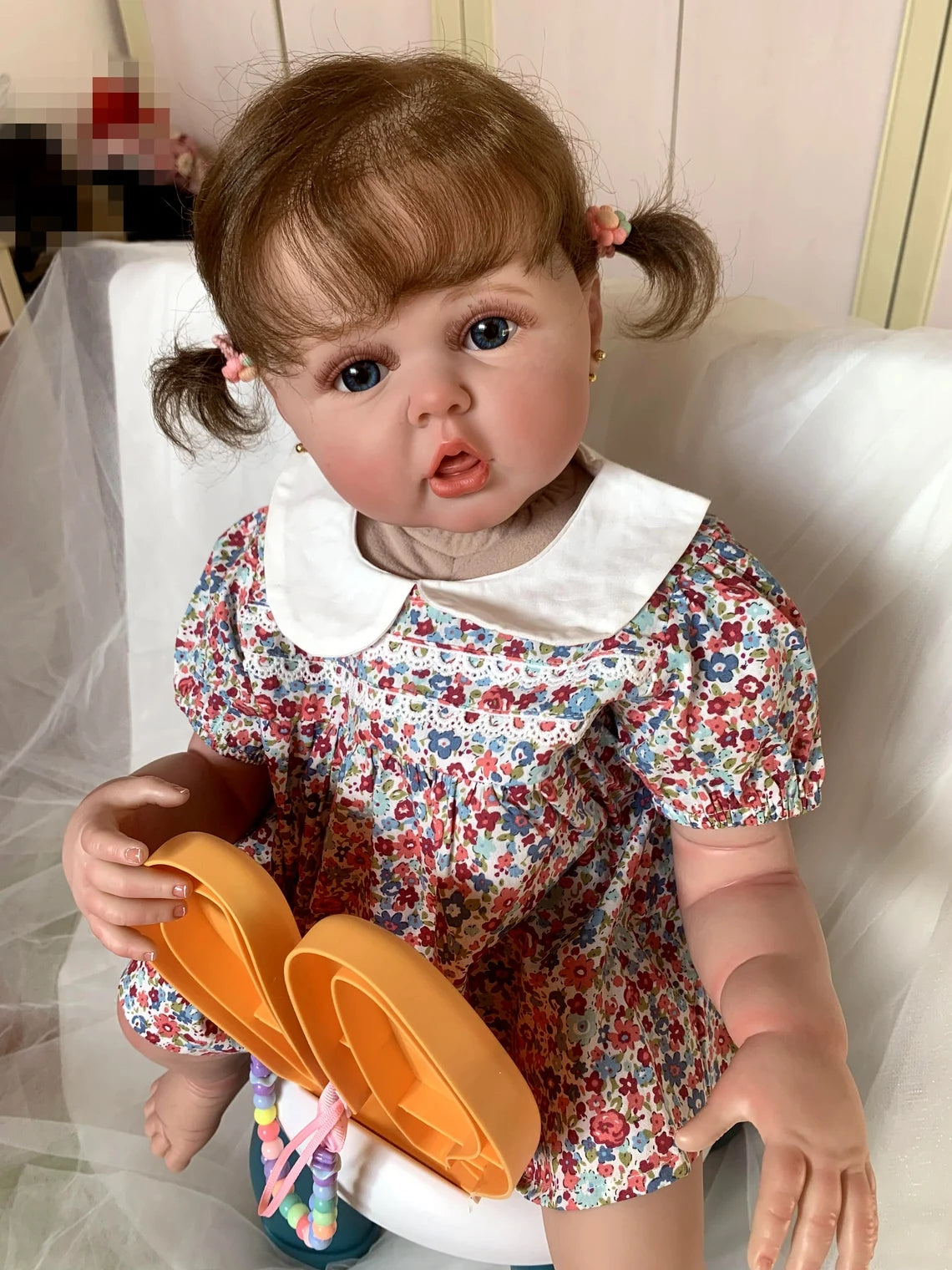 Super Realistic Visible Veins Silicone Reborn Baby Dolls Toddler Princess Girls 24 Inch 60CM Weighted Soft Cloth Body Realistic Babies Dolls Toys Gift for Ages 3+